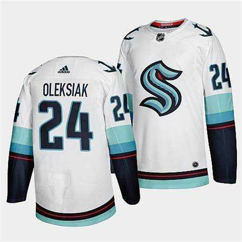 Men%27s Seattle Kraken #24 Jamie Oleksiak Away White Jersey Dzhi